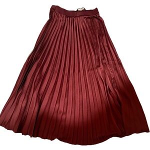 ZARA Red Pleated Long Skirt